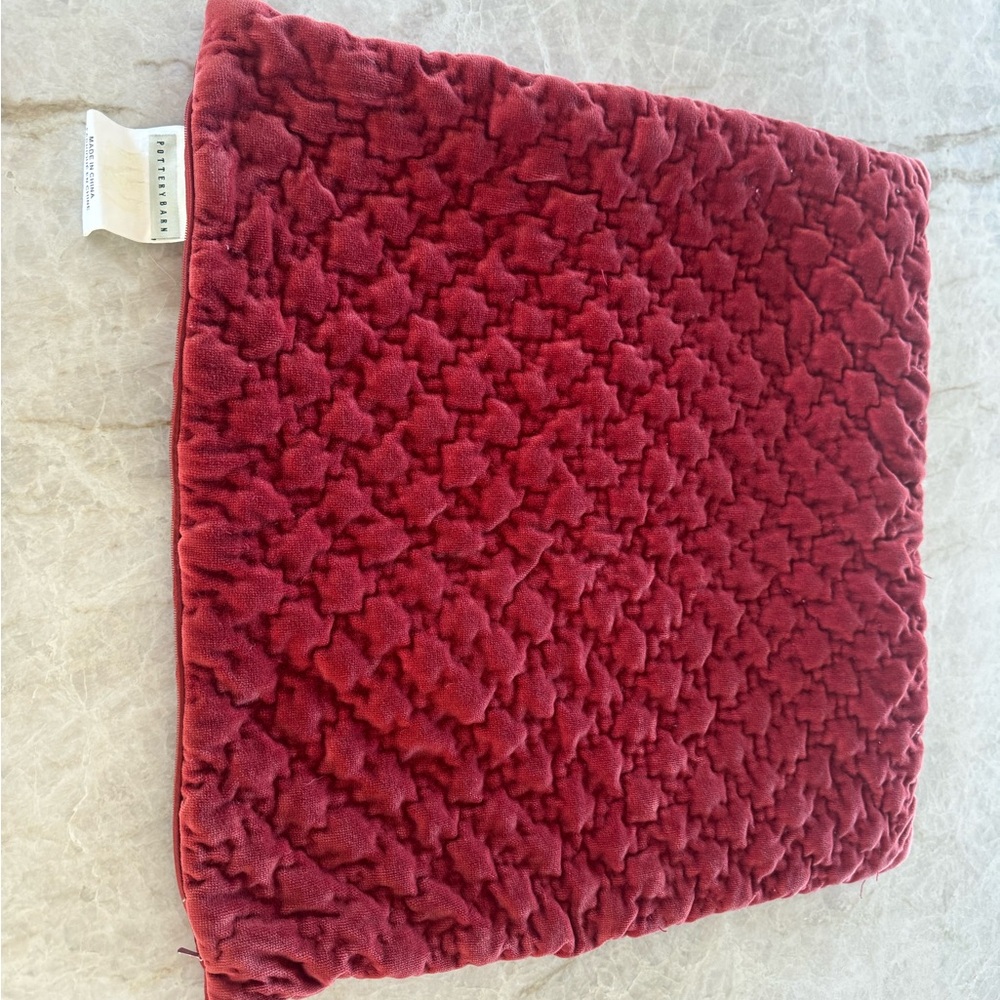 Pottery Barn Red Quilted Velvet Pillow Cover